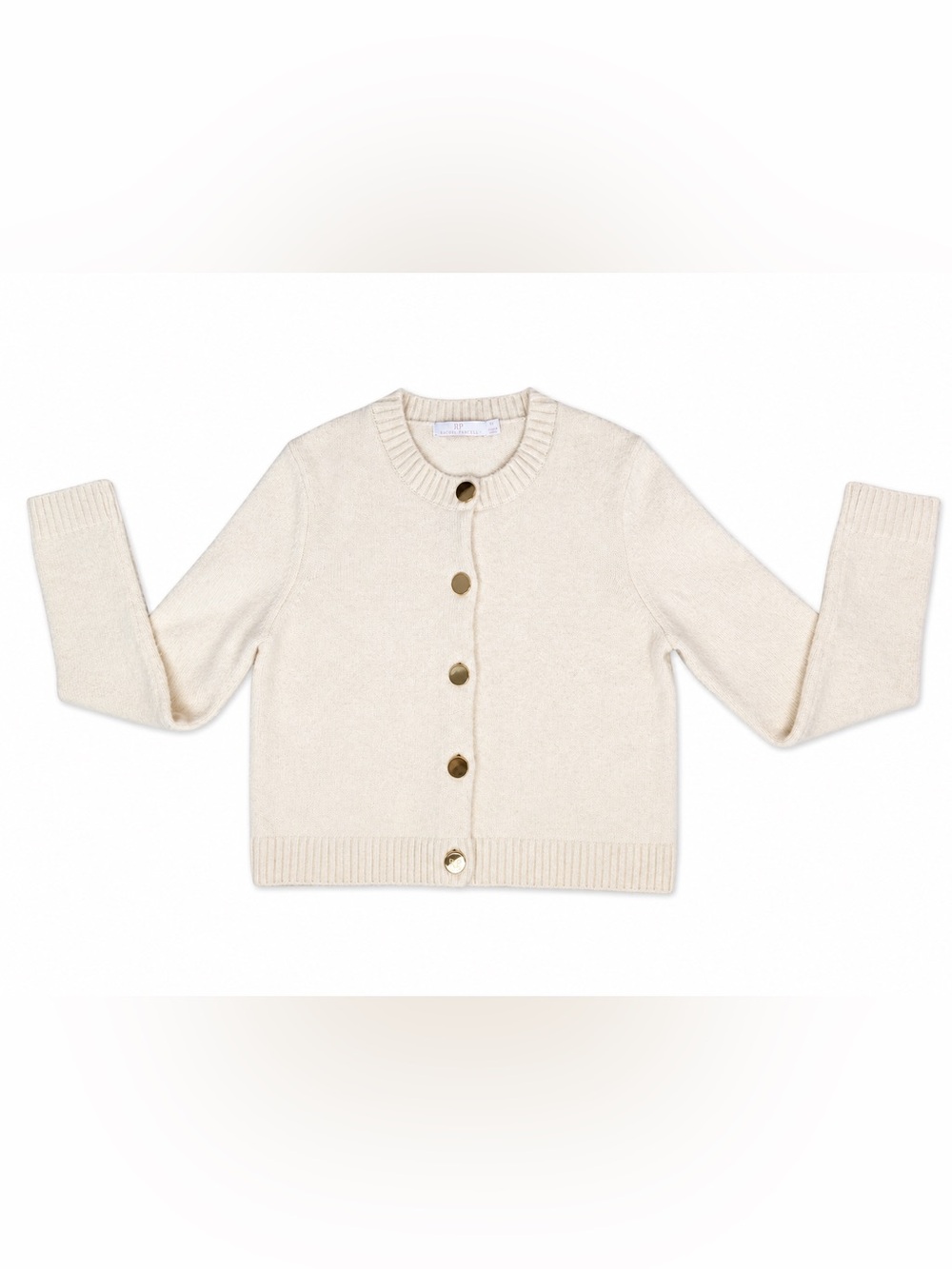 Rachel Parcell Cream Gold Button Crewneck Cardigan M